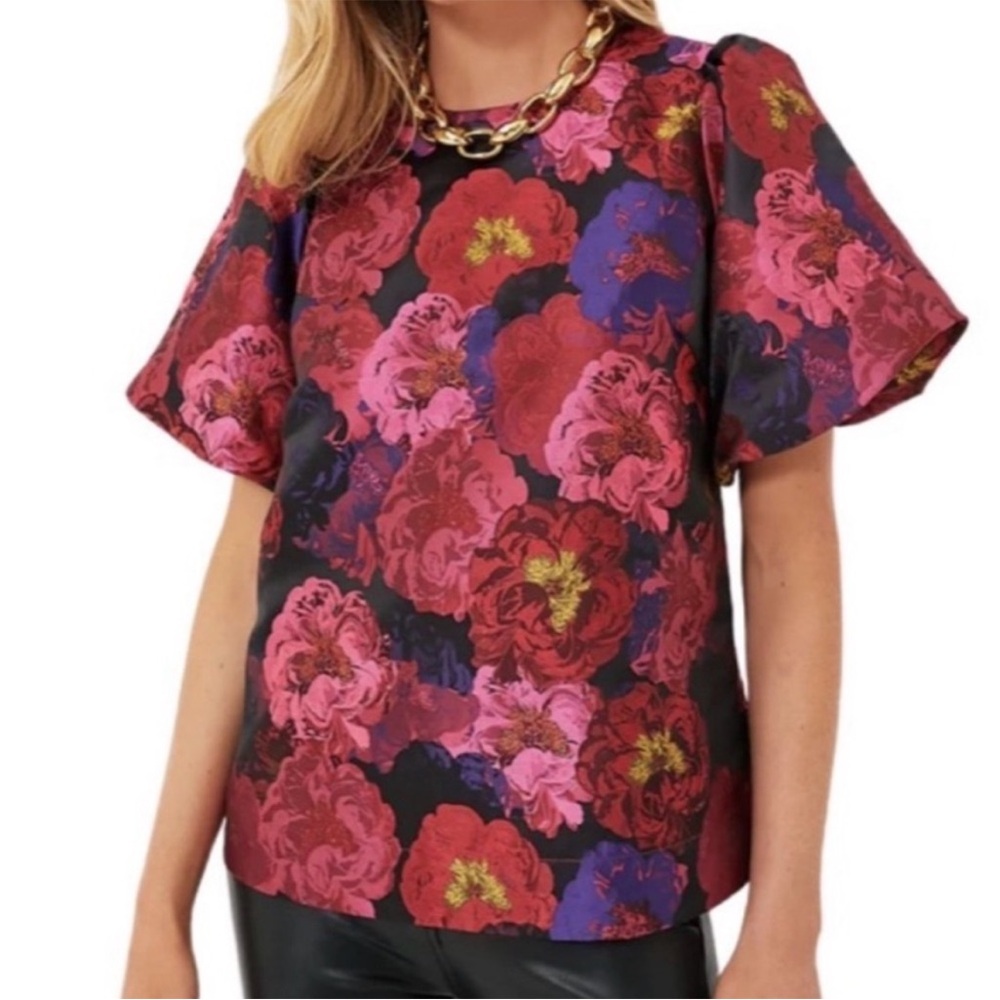 Tuckernuck Pomander Place Camellia Floral Jacquard Blouse XS EUC!